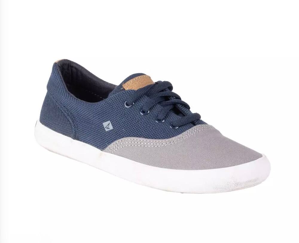 NIB Sperry Wahoo Navy Grey Top-sider Shoes Youth 2 1/2M